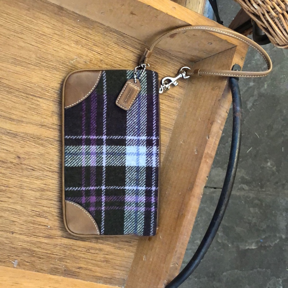 Coach plaid wristlet
